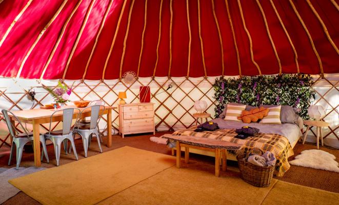 Yurt bed and table